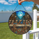 The Last Supper Raccoons Stained Glass Suncatcher