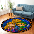 The Legend of Zelda Pokemon Sun Stained Glass Round Rug