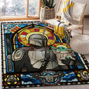 The Mandalorian With Baby Yoda Stained Glass Rectangular Area Rug