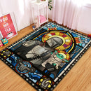 The Mandalorian With Baby Yoda Stained Glass Rectangular Area Rug