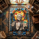 The Mandalorian With Baby Yoda Stained Glass Rectangular Area Rug