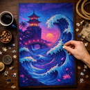 The Neon Kanagawa Great Wave Jigsaw Puzzle