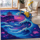 The Neon Kanagawa Great Wave Rectangular Area Rug