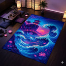 The Neon Kanagawa Great Wave Rectangular Area Rug