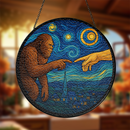 The Touch Of Creation Bigfoot Starry Nigh Stained Glass Suncatcher