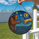 The Touch Of Creation Bigfoot Starry Nigh Stained Glass Suncatcher