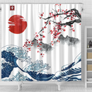 The Great Wave Japan Cherry Blossom Shower Curtain