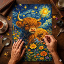 Starry Night Highland Cow Jigsaw Puzzle
