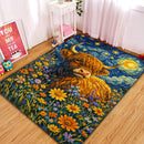 Starry Highland Cow Rectangular Area Rug