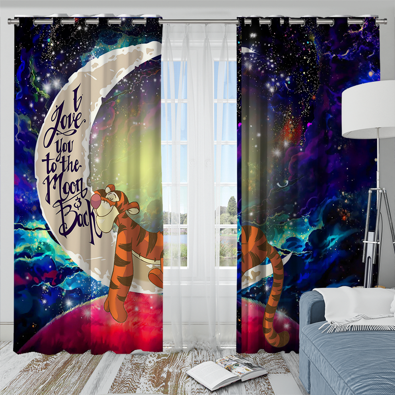 Tigger Winnie The Pooh Love You To The Moon Galaxy Window Curtain