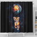 Tiger Cute Watercolor Star Night Shower Curtain