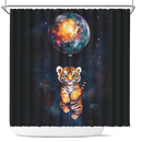 Tiger Cute Watercolor Star Night Shower Curtain