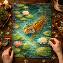 Lotus Lake Tiger Jigsaw Puzzle