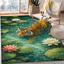 Tiger Swimming Rectangular Area Rug