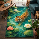 Tiger Swimming Rectangular Area Rug