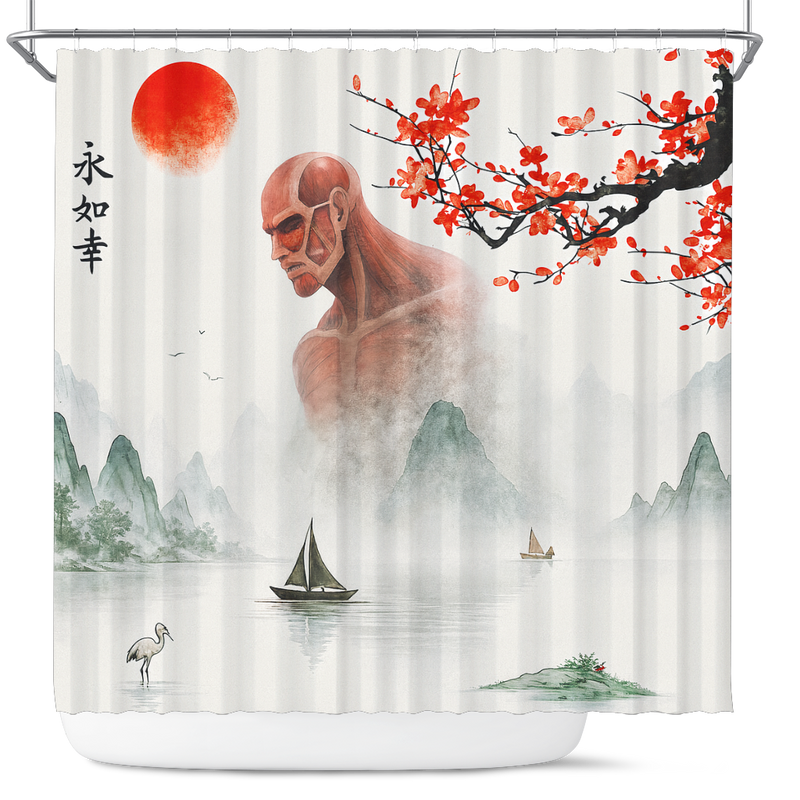 Attack On Titan Japan Landscape Anime AOT Shower Curtain