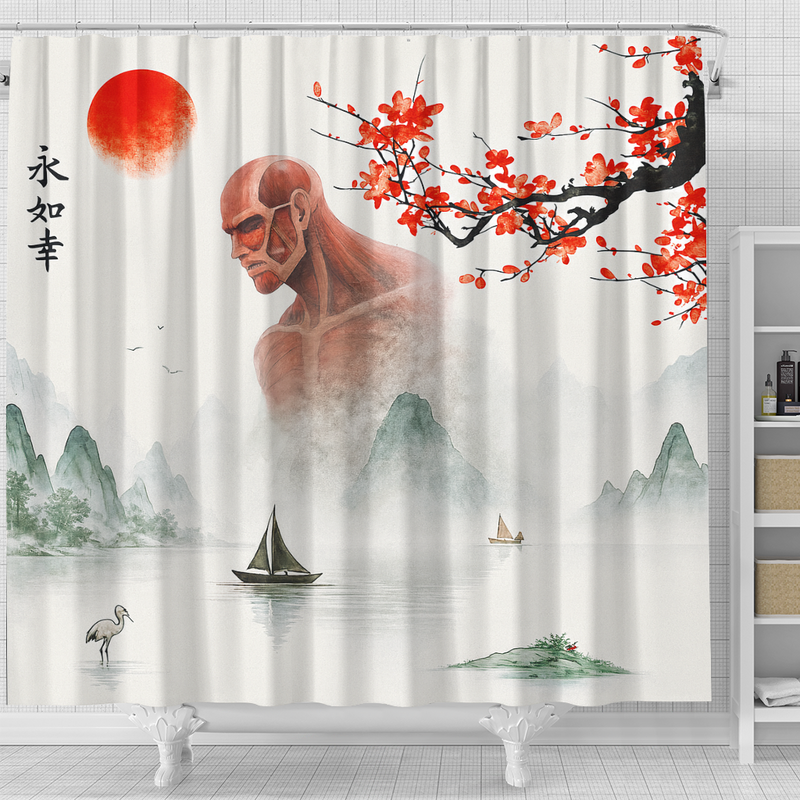 Attack On Titan Japan Landscape Anime AOT Shower Curtain