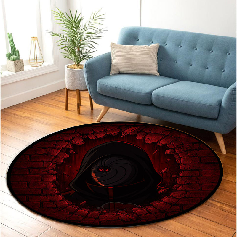 Tobi Obito Akatsuki Break Wall Round Rug