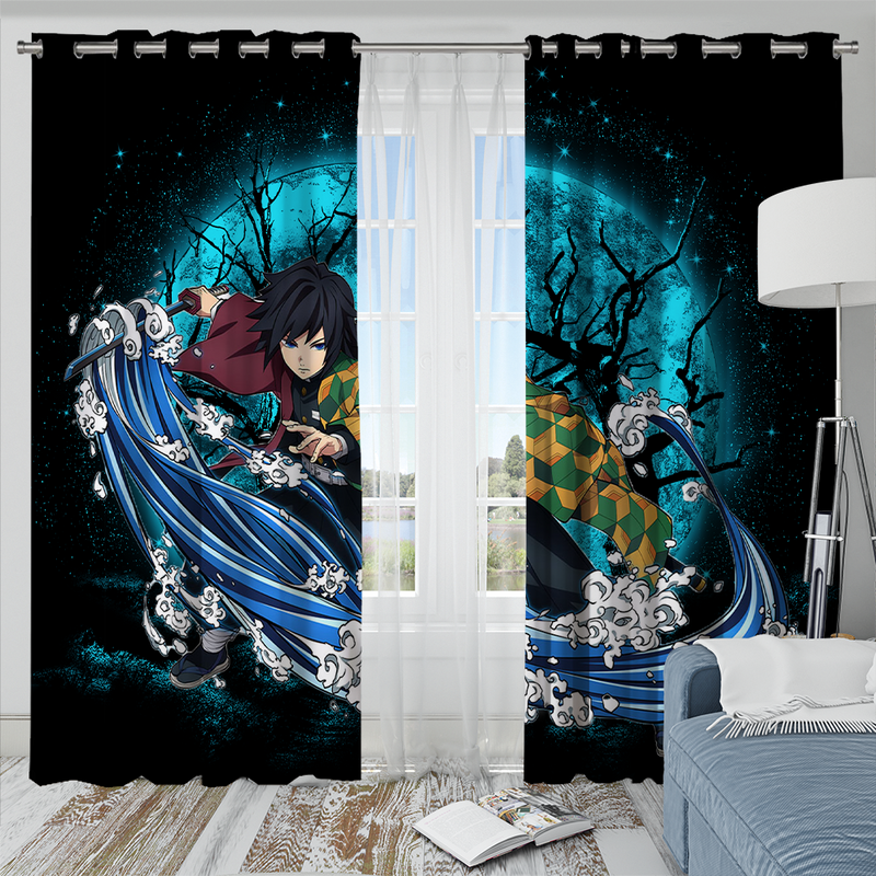 Tomioka Giyuu Demon Slayer Anime Moonlight Window Curtain