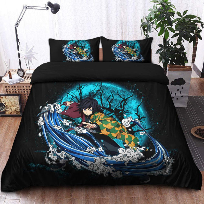 Kimetsu No Yaiba Giyuu Tomioka Moonlight Bedding Set Duvet Cover And 2 Pillowcases Nearkii