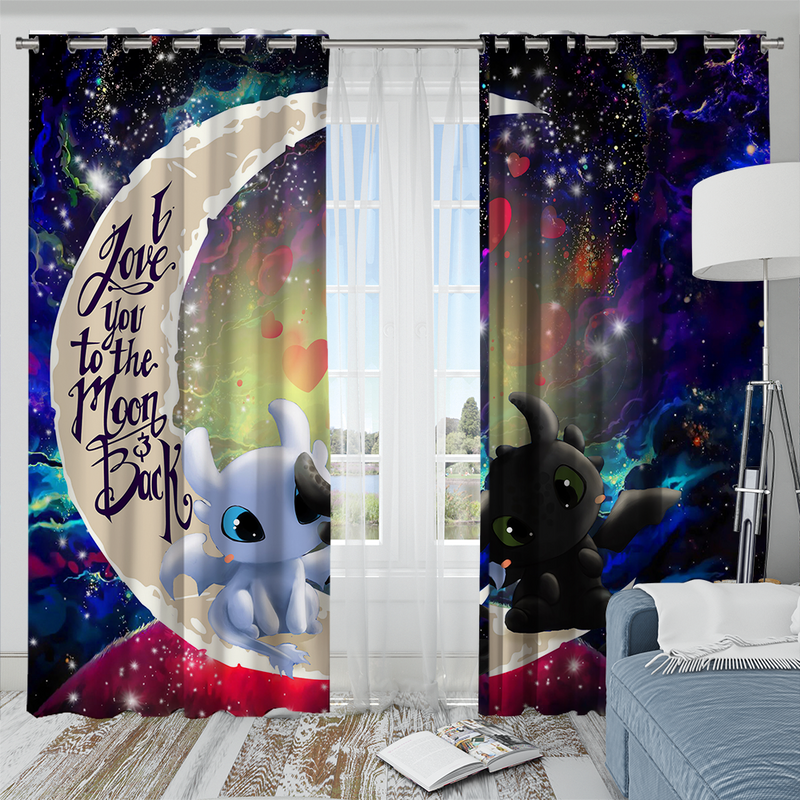 Toothless Light Fury Night Fury Love You To The Moon Galaxy Window Curtain