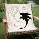 Yin Yang Toothless And Light Fury Sun Moon Woven Throw Blanket