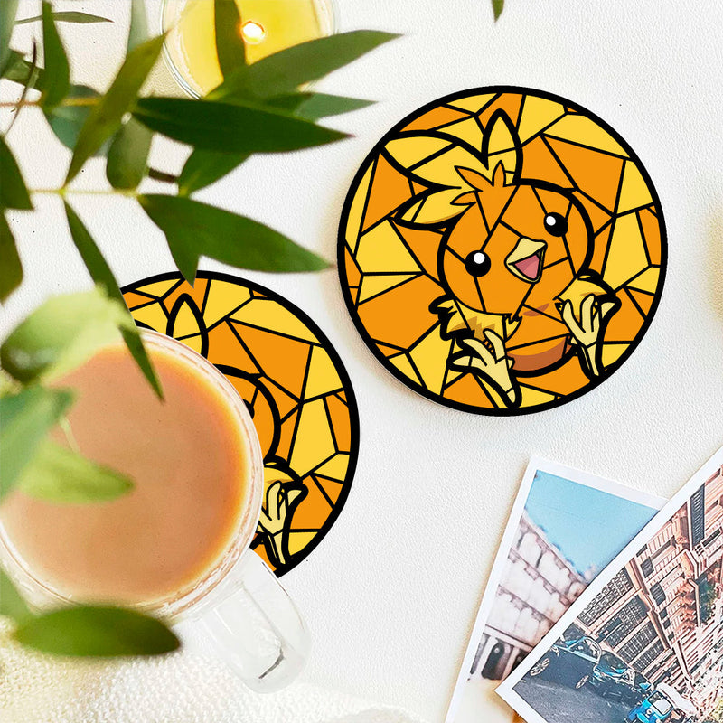 Torchic Pokemon Stained Glass Decor Coaster - Gift Idea