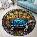 Tortoise Turtle Stained Glass Round Rug