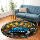 Tortoise Turtle Stained Glass Round Rug