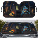 Totodile x Cyndaquil x Chikorita Pokemon Car Auto Sunshades