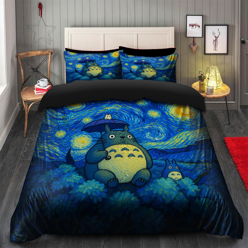 Totoro Gibli Chill Starry Night Bedding Set
