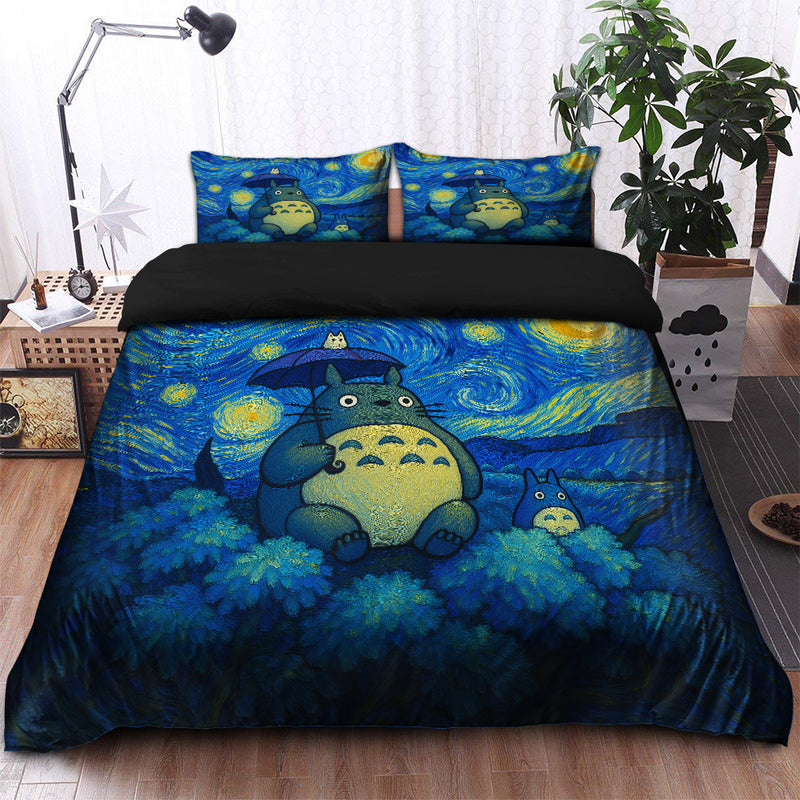 Totoro Gibli Chill Starry Night Bedding Set