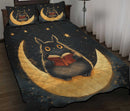 Totoro Reading On A Crescent Moon Quilt Bed Sets