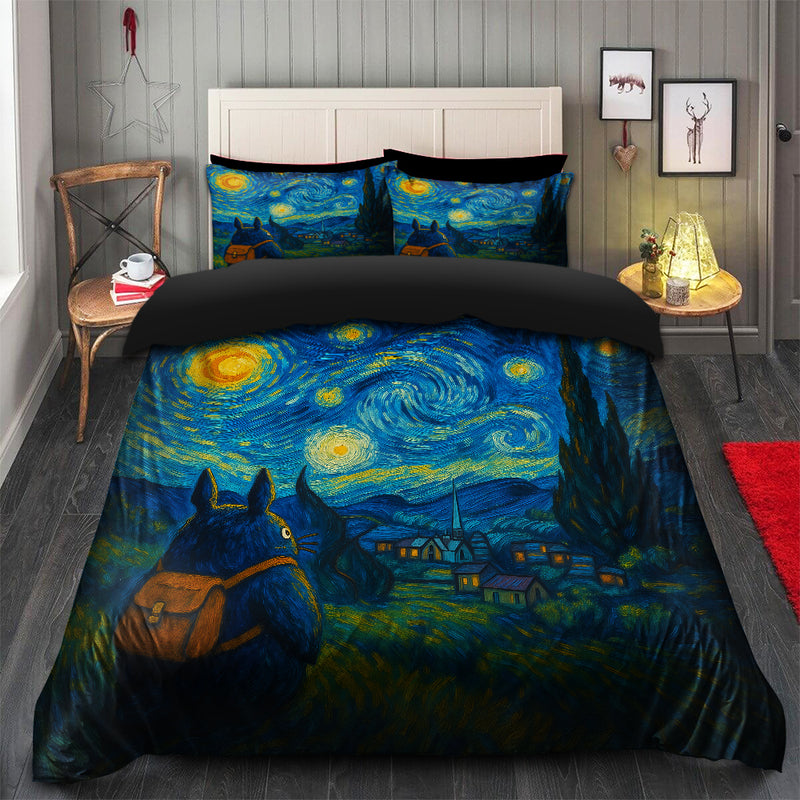 Totoro Travel Starry Night Bedding Set