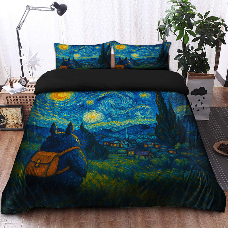 Totoro Travel Starry Night Bedding Set