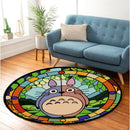 Totoro Ghibli Cute Pokemon Stained Glass Round Rug