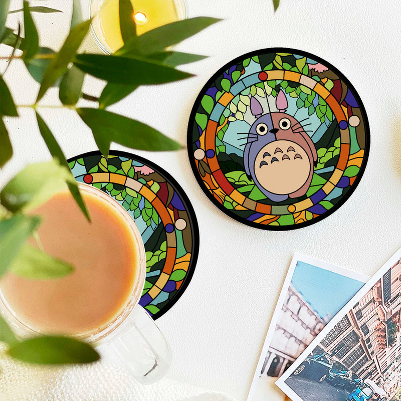 Totoro Ghibli Cute Stained Glass Decor Coaster - Gift Idea