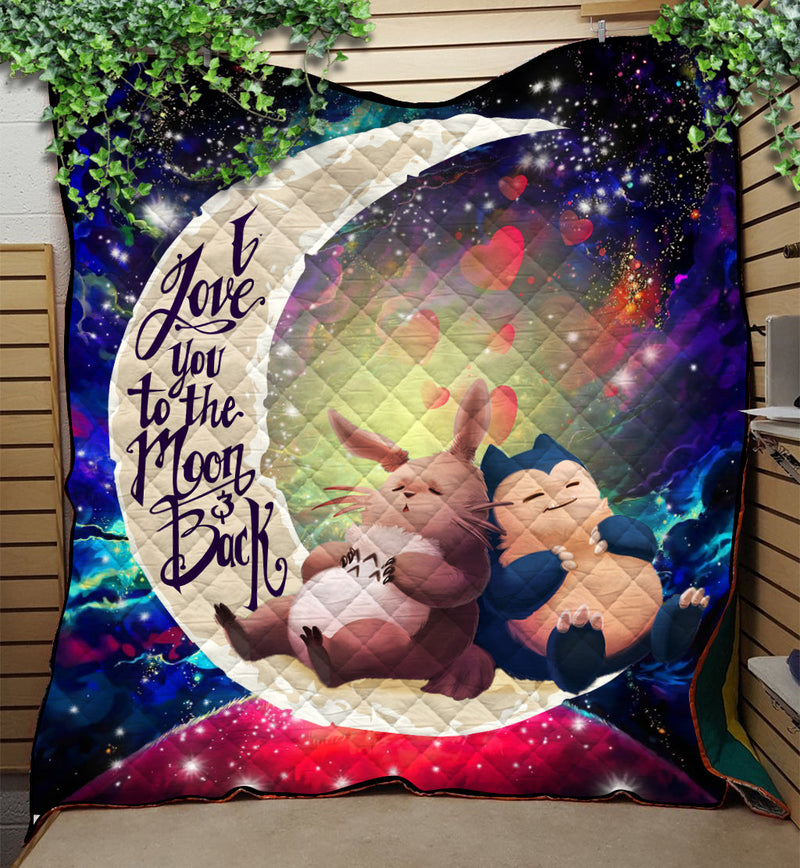 Totoro Ghibli Snorlax Pokemon Love You To The Moon Galaxy Quilt Blanket Nearkii