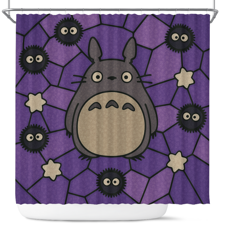 Totoro Ghibli Studio Stained Glass Shower Curtain