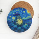 Totoro Gibli Chill Starry Night Wood Decor Coaster - Gift Idea