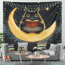Totoro Reading On A Crescent Moon 1 Tapestry