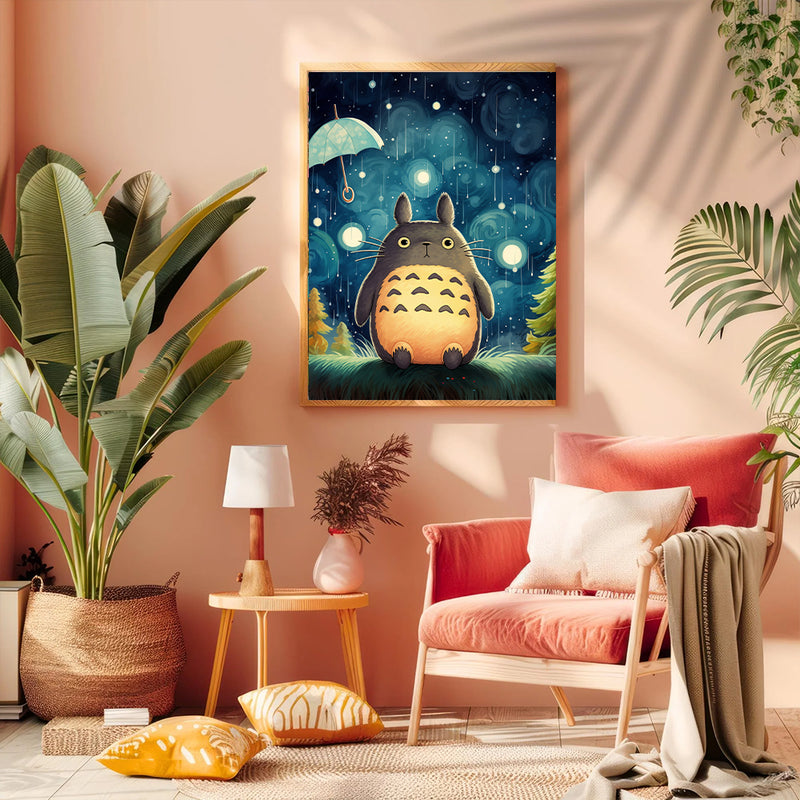 Totoro Starry Night - Living Room - Canvas Wall Art - Print - Wall Decor