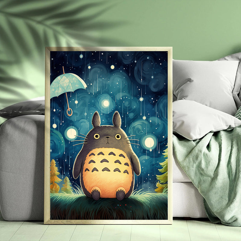 Totoro Starry Night - Living Room - Canvas Wall Art - Print - Wall Decor