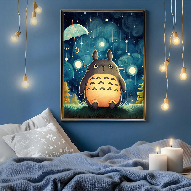 Totoro Starry Night - Living Room - Canvas Wall Art - Print - Wall Decor