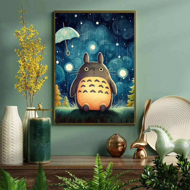 Totoro Starry Night - Living Room - Canvas Wall Art - Print - Wall Decor