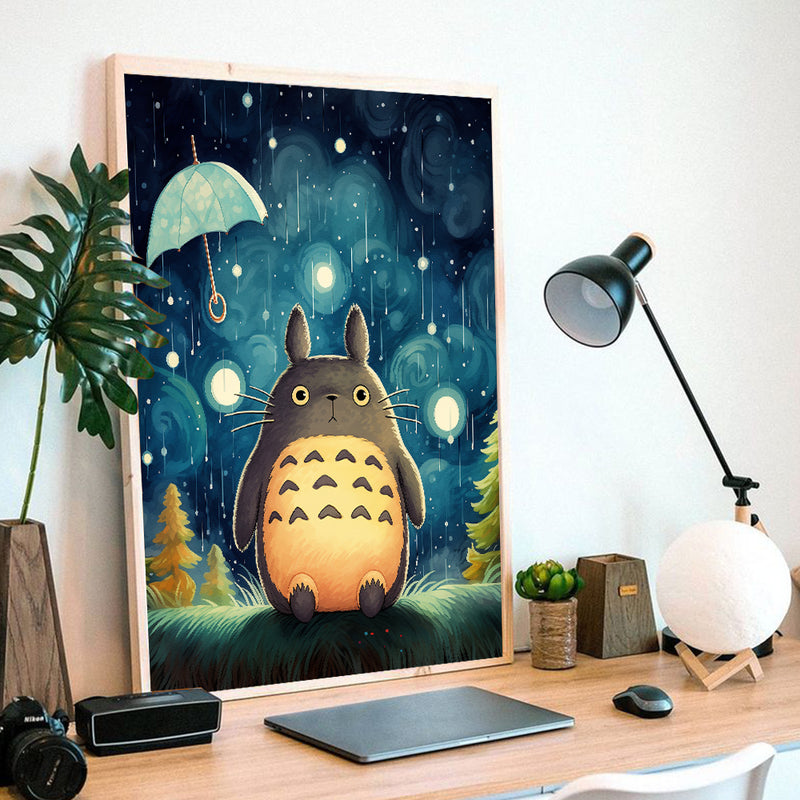 Totoro Starry Night - Living Room - Canvas Wall Art - Print - Wall Decor