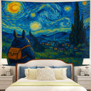 Totoro Travel Starry Night Tapestry