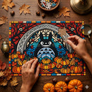 Totoro With Pumpkins Stained Glass Jigsaw Puzzle