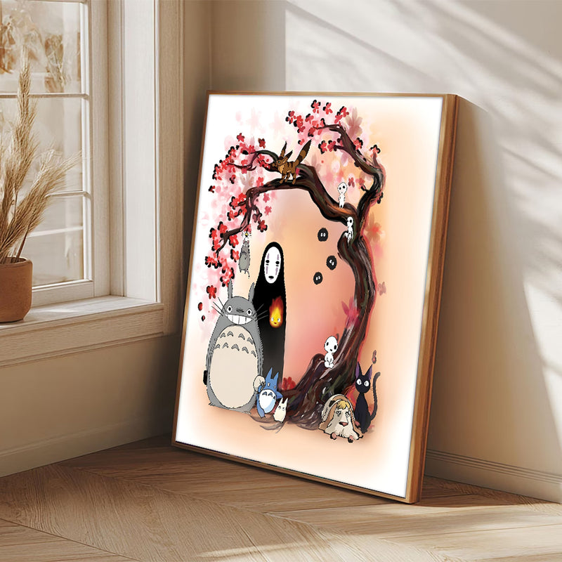 Totoro Ghibli Anime Cherry Blossom Japan - Living Room - Canvas Wall Art - Print - Wall Decor