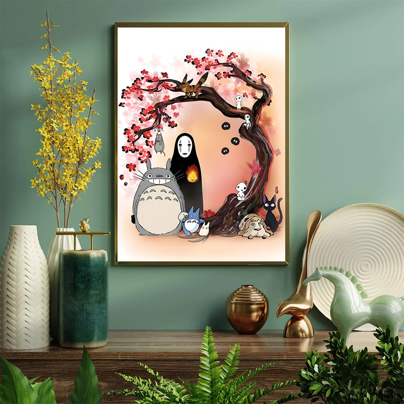 Totoro Ghibli Anime Cherry Blossom Japan - Living Room - Canvas Wall Art - Print - Wall Decor